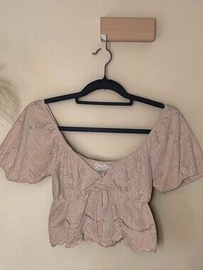 Eyelet Tie-Front Crop